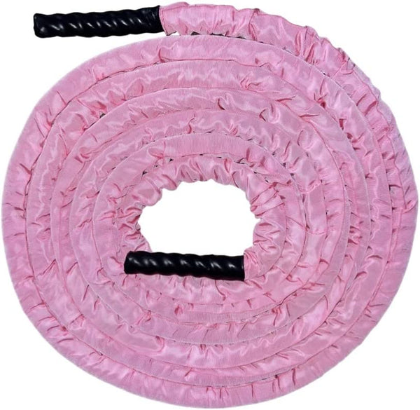 Pink Battle Rope, Heavy Strength Training Rope with Pink Protective Sleeve for Women